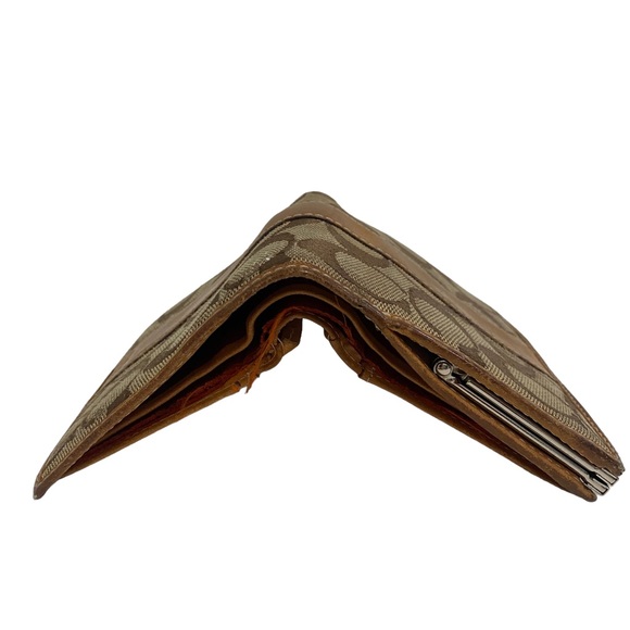 COACH brown KISSLOCK WALLET  - leather - fabric - monogram pattern - unisex - Picture 10 of 17